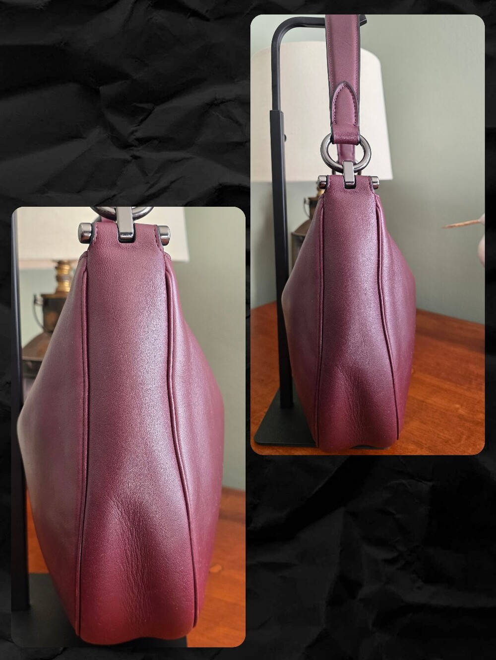 Coach 21025E Mae Hobo Oxblood Leather Shoulder Crossbody Bag - Picture 3 of 16